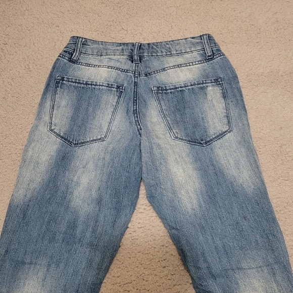 Womens Refuge Blue Pants Rose Embroidered Straight Leg Size 0 Measures 23x28 - Picture 15 of 16